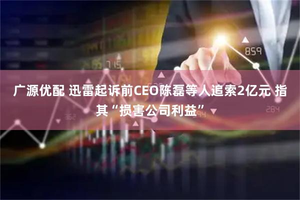 广源优配 迅雷起诉前CEO陈磊等人追索2亿元 指其“损害公司利益”