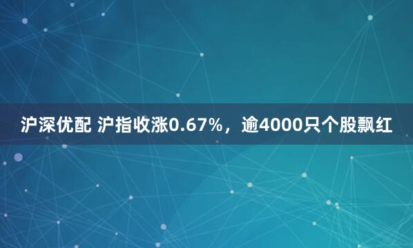 沪深优配 沪指收涨0.67%，逾4000只个股飘红